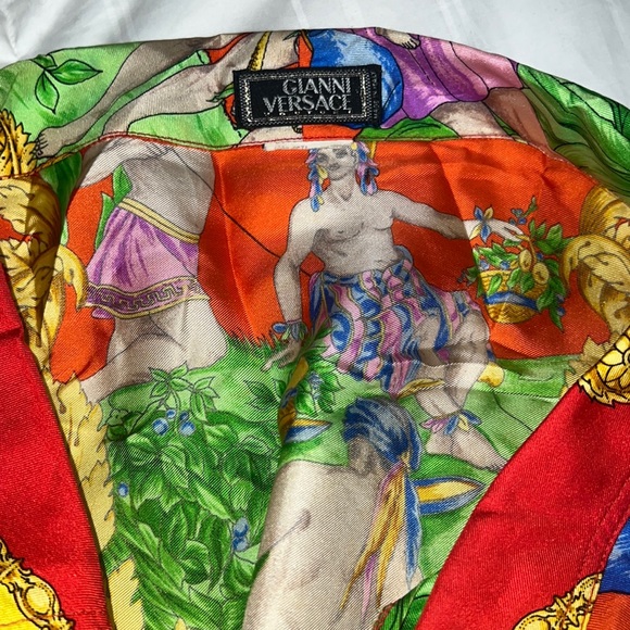 Gianni Versace Vintage SS 1993 Paradise Lost Printed Silk Off Shoulder Blouse - Picture 5 of 16